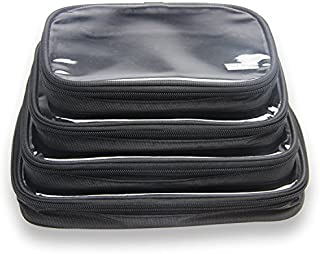 Damero 4pcs Clear Toiletry Bag Packing Cubes, Clear Toiletry Makeup Bag Organizers for Traveling, Business Trip and School, Black