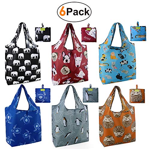 Grocery Bags Reusable Foldable 6 Pack