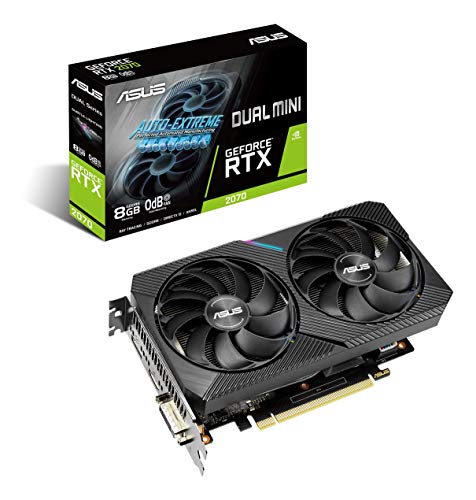 ASUS Dual NVIDIA GeForce RTX 2070 Mini OC Edition Gaming Graphics Card (PCIe 3.0, 8GB GDDR6 Memory, HDMI, DisplayPort, DVI-D, for Intel NUC 9 Extreme Kit and Small Chassis.