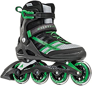 Rollerblade Macroblade 84 Mens Adult Fitness Inline Skate - Black/Green - 84 mm / 84A Wheels with SG7 Bearings - Performance Skates - US Size 11, Black/Green, Size 11