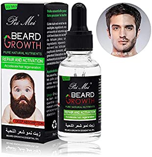 Beard Growth Oil, Pei Mei Natural Organic Hair Growth Oil Beard Oil Enhancer Facial Nutrition Moustache Grow Beard Shaping Tool Beard Care Products Hair Loss Products (30ml)