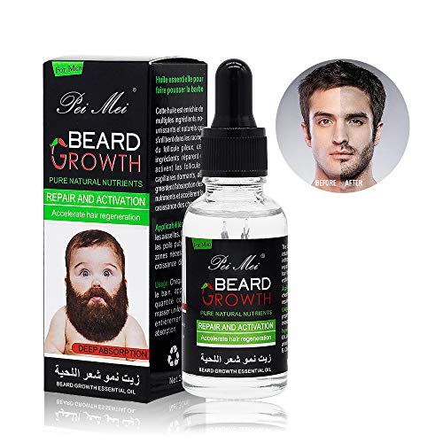 Beard Growth Oil, Pei Mei Natural Organic Hair Growth Oil Beard Oil Enhancer Facial Nutrition Moustache Grow Beard Shaping Tool Beard Care Products Hair Loss Products (30ml)