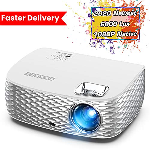 Projector, GooDee BL98 Native 1080P HD Video Projector 6800L, Touch Keys Home Theater Projector with 50,000 Hrs Lamp Life, Compatible with Fire TV Stick, PS4, HDMI, VGA, AV and USB