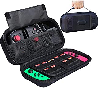 [Extra Large] ButterFox Switch Case for Nintendo Switch, Fits Hori Split Pad Pro or Nintendo Pro Controller, Wall Charger AC Adapter, 8 Game Card Holders - Black