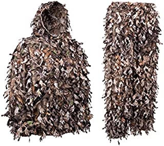 North Mountain Gear Woodland Camo Ghillie Suit 3D Leaf with Zippers and Pockets (Woodland Brown, Large)