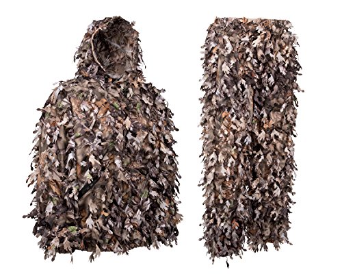 North Mountain Gear Woodland Camo Ghillie Suit 3D Leaf with Zippers and Pockets (Woodland Brown, Large)