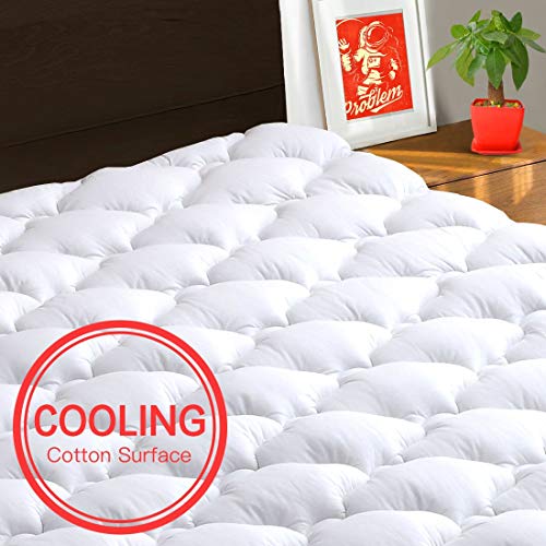 TEXARTIST Mattress Pad Cover Queen, Cooling Mattress Topper, 400 TC Cotton Pillow Top with 8-21 Inch Deep Pocket