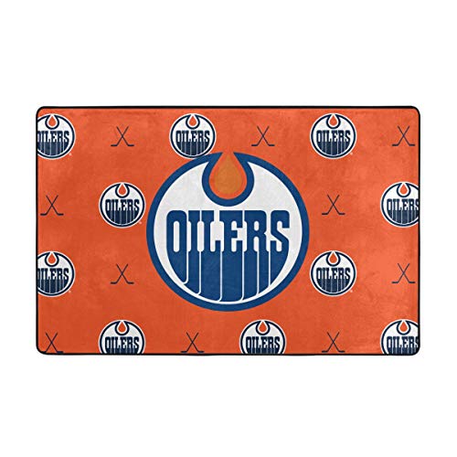 KAQ Fang Mei Edmonton Logo Oilers Ultra Soft Carpet Indoor Fluffy Area Rugs Suitable for Children Living Room Bedroom Home Rugs