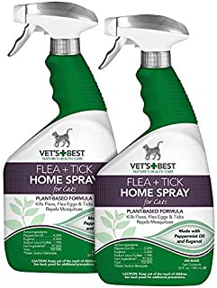 Vet's Best Flea and Tick Home Spray for Cats, 32 oz, USA Made (2 Pack)