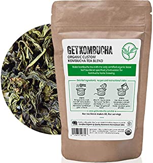 Organic Kombucha Tea Blend - (180 Servings) Buy 2 Get 1 Free - Save 54% GetKombucha® - Premium Green and Black Loose Leaf Tea For Kombucha Tea At Home-100% Guaranteed To Make The Best Kombucha!