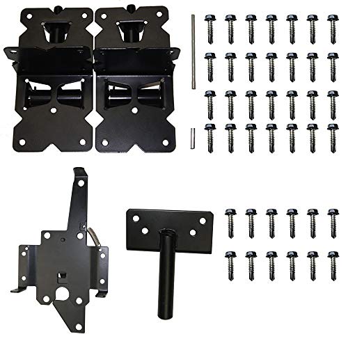 ZEKOO Gate Hinges Self-Closing for Vinyl and PVC Fences with Latch Black Clour