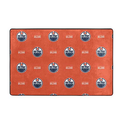 KAQ Fang Mei Edmonton Logo Oilers Ultra Soft Carpet Indoor Fluffy Area Rugs Suitable for Children Living Room Bedroom Home Rugs