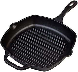 Victoria Cast Iron Grill Pan. Square Grill Pan, Seasoned with 100% Kosher Certified Non-GMO Flaxseed Oil