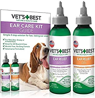 Vet's Best Dog Ear Cleaner Kit | Multi-Symptom Ear Relief | Wash & Dry Treatment | Alcohol-free