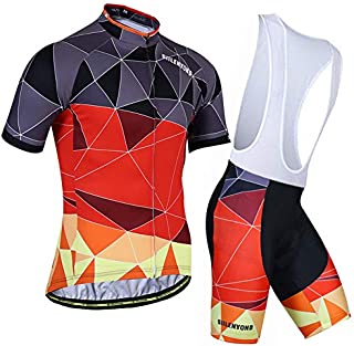 Cycling Clothing with 3 Elastic Rear Pockets Race Fit Gel Padded Bib Shorts Combo Set for Outdoor Riding Biking,M