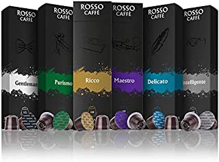 Rosso Coffee Capsules for Nespresso Original Machine - 60 Gourmet Espresso Pods Variety Pack, Compatible with Nespresso Original Line Machines