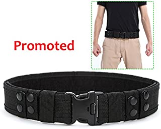 YAHILL Safety Security Tactical Belt Combat Gear Adjustable Heavy Duty Police Equipment Accessories for Sports Outdoor (Black-Promoted)