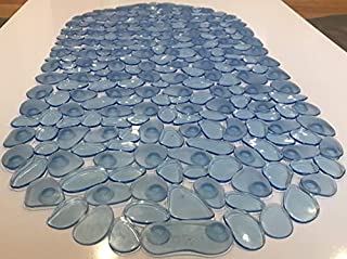 Pebbles Non-Slip Bath Tub Mat - 27x14 - Non-Toxic - Safe, Clean, Anti-Bacterial, Machine-Washable, Superior Grip & Drainage - Vinyl - for Smooth Tub/Shower ONLY - Transparent Light Blue