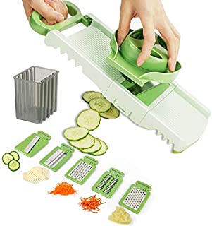 Aieruma Mandoline Slicer Vegetable, Premium Quality 6 Blades Adjustable Cheese/Vegetable Slicer, Veggie Cutter, Shredder, Grater, Julienne Slicer, Foldable Kitchen Maker for Low Carb-Free Meal