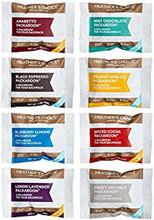 Heather's Choice Packaroon Sampler: Amaretto, Blueberry, Lemon Lavender, Sweet Coconut, Spiced Cocoa, Black Espresso, Orange Vanilla, Mint Chocolate, Allergen-Friendly Backpacking Treats (Pack of 8)