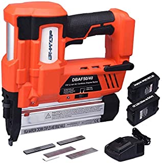 BHTOP Cordless Brad Nailer Stapler 2 in 1 18Ga Heavy Finish Nail Gun With 18Volt 2Ah Lithium-ion Rechargeable Battery(Charger and Carrying Case (2Batteries)