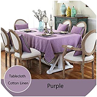 Small Oranges Nordic Simple Style Tablecloth Cotton Linen Table Cover Solid Color Rectangle/Square Table Cloth for Wedding/Party/Dinning Room,Purple,60x60cm Square