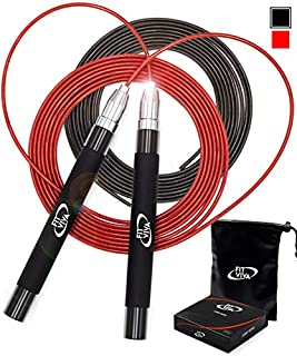 Deluxe High Speed Jump Rope - Skipping Rope for Fitness - Jump Ropes Adjustable Cables (2), Crossfit Jump Rope Workout for Women Or Men Gift - Double Unders Speed Rope - Boxing Jumping Rope for Adults