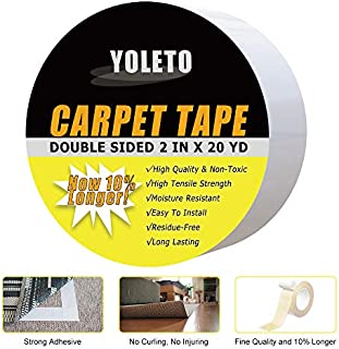 YOLETO Double Sided Carpet Tape for Area Rugs,Heavy Duty Sticky Adhesive Rug Gripper for Hardwood Floors,Outdoor Rugs,Pads,Mats,Stair Treads Non-Slip(2 Inch x 22 Yards)