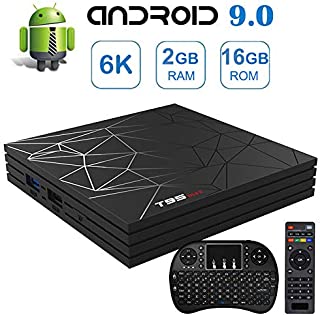 Android 9.0 TV Box,2019 Newest Android TV Boxes T95MAX with 2GB/16GB Quad-core Support 6K Full HD/H.265/WiFi 2.4GHz Smart tv Box with Wireless Mini Keyboard