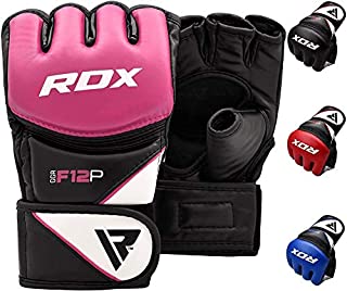 RDX MMA Gloves for Grappling Martial Arts Training | D. Cut Palm Maya Hide Leather Sparring Mitts| Perfect for Cage Fighting, Combat Sports, Punching Bag, Muay Thai & Kickboxing