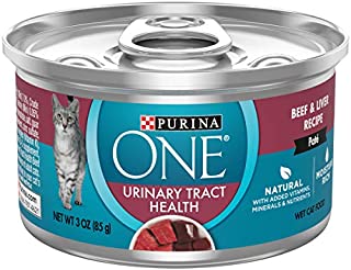 Purina ONE Urinary Tract Health, Natural Pate Wet Cat Food, Urinary Tract Health Beef & Liver Recipe - (24) 3 oz. Pull-Top Cans