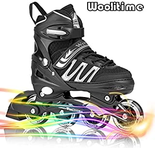 Woolitime Sports Adjustable Rollerblades for Boys and Kids with Featuring All Illuminating Wheels, Safe and Durable Inline Skates, Fashionable Roller Skates for Women, Youth and Adults