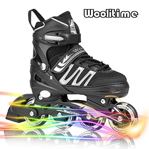 Woolitime Sports Adjustable Rollerblades for Boys and Kids with Featuring All Illuminating Wheels, Safe and Durable Inline Skates, Fashionable Roller Skates for Women, Youth and Adults