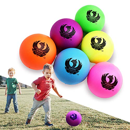 Dodgeball Set, Medium Bounce, High Durability, Foam Core Coated Ball for Grabbing, Safe and Fun for Kids and Adults in Playground and Outdoor, Pack of 6 Colors, 6.25 Inch