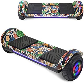 Longtime Kids 2020 Edition Hoverboard Self Balancing Scooter with LED Lights Flashing Wheels - UL Certified (Graffiti White)