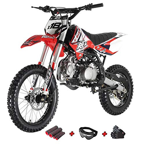 125cc Adults Dirt Bike with 4-Speed Manual Transmission, Double Spare Frame! Kick Start, Big 17