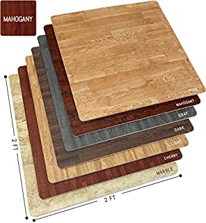 Sorbus Wood Grain Floor Mats Foam Interlocking Mats Tile 3/8-Inch Thick Flooring Wood Mat Tiles Borders - Home Office Playroom Basement Trade Show (12 Tiles, 48 Sq ft, Mahogany)