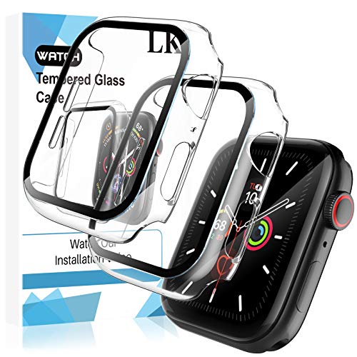 LK 2 Pack Tempered Glass Case Compatible With Apple Watch SE Series 6 Series 5 Series 4 40mm, Model No. LK3356