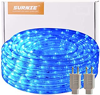 LED Rope Lights Blue 50FT Outdoor Waterproof Connectable Cuttable Rope Lighting Indoor Kit 110V 2 Wire UL Listed Power Decoration Flexible Garden Stairs Balcony Party Christmas