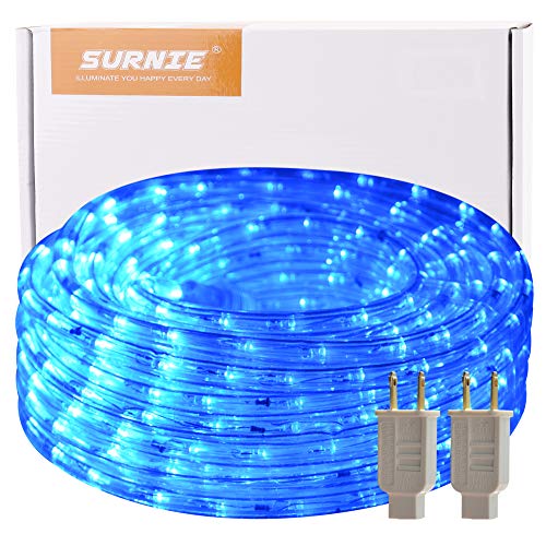 LED Rope Lights Blue 50FT Outdoor Waterproof Connectable Cuttable Rope Lighting Indoor Kit 110V 2 Wire UL Listed Power Decoration Flexible Garden Stairs Balcony Party Christmas