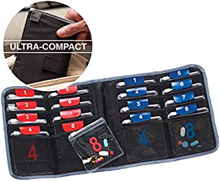 Lewis N. Clark AM/PM Folding Pill Organizer + Supplement Case for OTC Medicine, Prescription + Vitamins - 16 Slot Pouch, Black