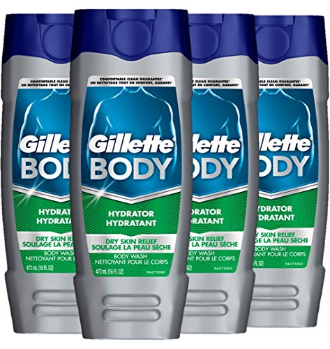 Gillette Body Hydrator Body Wash for Men, Dry Skin Relief, 16 Fluid Ounce (Pack of 4)