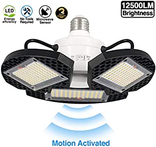 LED Garage Lights Motion Activated,100W Deformable LED Garage Ceiling Lights12500 LM CRI 80 Led Shop Lights for Garage, led Garage Light Motion Sensor Garage Lights with 3 Adjustable Panels100W1PK