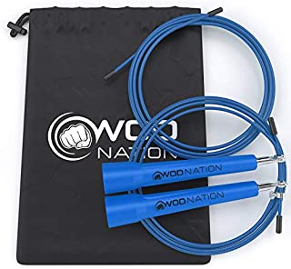 WOD Nation Speed Jump Rope - Blazing Fast Jumping Ropes - Endurance Workout for Boxing, MMA, Martial Arts or Just Staying Fit - Adjustable for Men, Women and Children