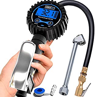 Digital Tire Inflator with Pressure Gauge and Longer Hose, Air Chuck with Gauge for Air Compressor - 200PSI