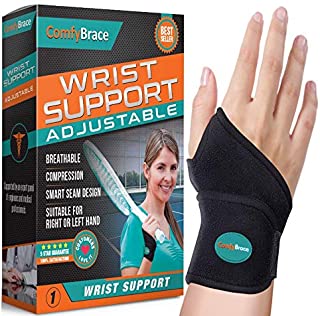 ComfyBrace-Premium Lined Wrist Support/Wrist Strap/Carpal Tunnel Wrist Brace/Arthritis Hand Support -Fits Both Hands-Adjustable Fitted