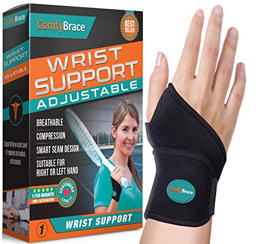 ComfyBrace-Premium Lined Wrist Support/Wrist Strap/Carpal Tunnel Wrist Brace/Arthritis Hand Support -Fits Both Hands-Adjustable Fitted