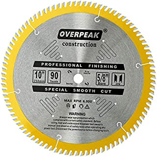 Overpeak 10-Inch Table Saw Blade ATB Ultra Fine Finishing 90 Teeth Wood Cutting Circular Saw Blades