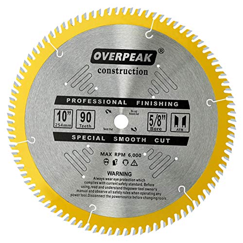 Overpeak 10-Inch Table Saw Blade ATB Ultra Fine Finishing 90 Teeth Wood Cutting Circular Saw Blades