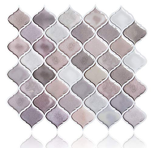 Peel and Stick Backsplash Tiles for Kitchen, Arabesque Decorative Backsplash Peel and Stick,Stick on Tiles for Backsplash,Self Stick Backsplash Tiles (4 Sheets)